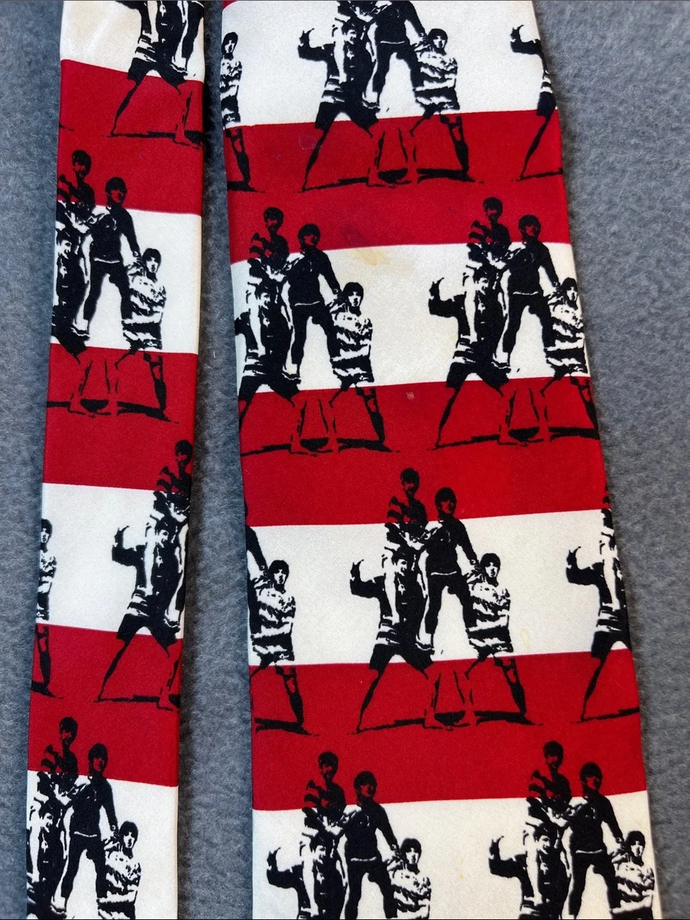 The Beatles Red, White & Black Striped Novelty Tie